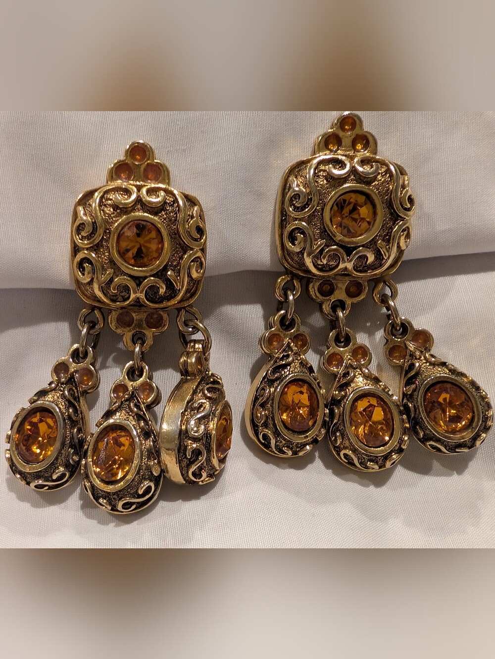 Satellite Paris Gold-Tone Amber Crystal Chandelier Earrings - Women Jewelry
